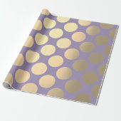 Polka Big Dots Purple Plum  Foxier Gold Ivory Wrapping Paper (Unrolled)