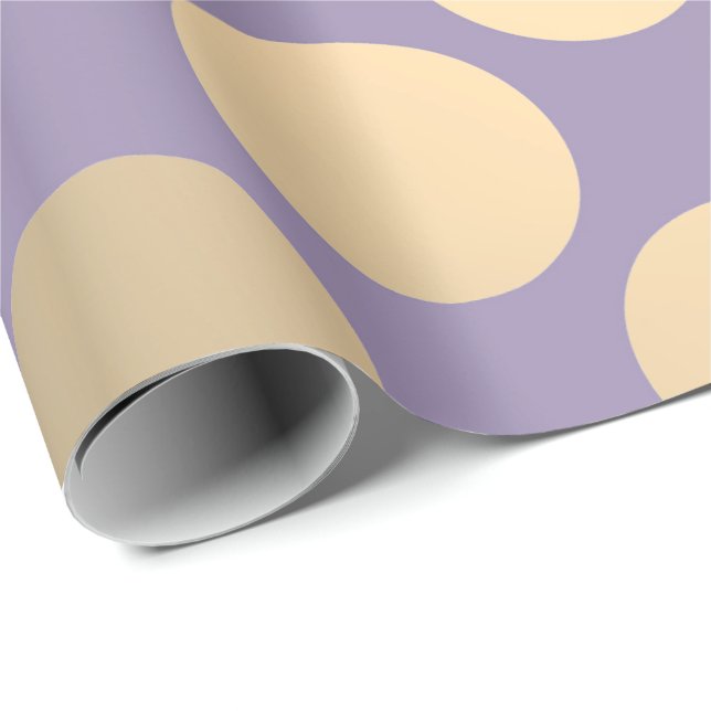 Polka Big Dots Purple Plum  Foxier Gold Ivory Wrapping Paper (Roll Corner)