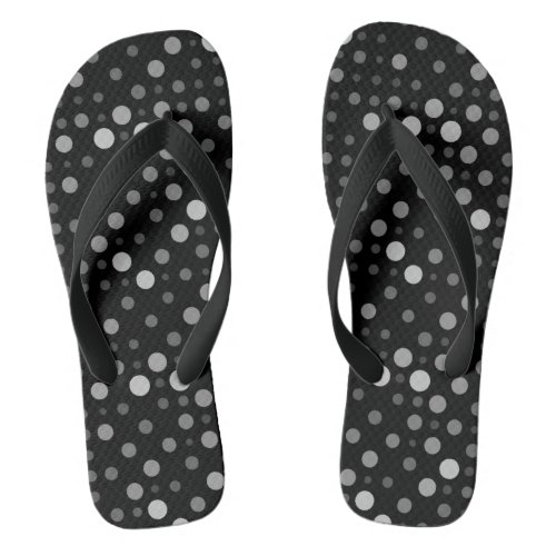 Polka Dot 01Grey Black BG Flip Flops