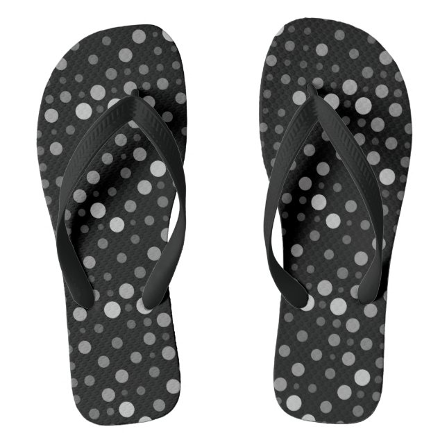 Polka Dot 01.Grey Black BG Flip Flops (Footbed)