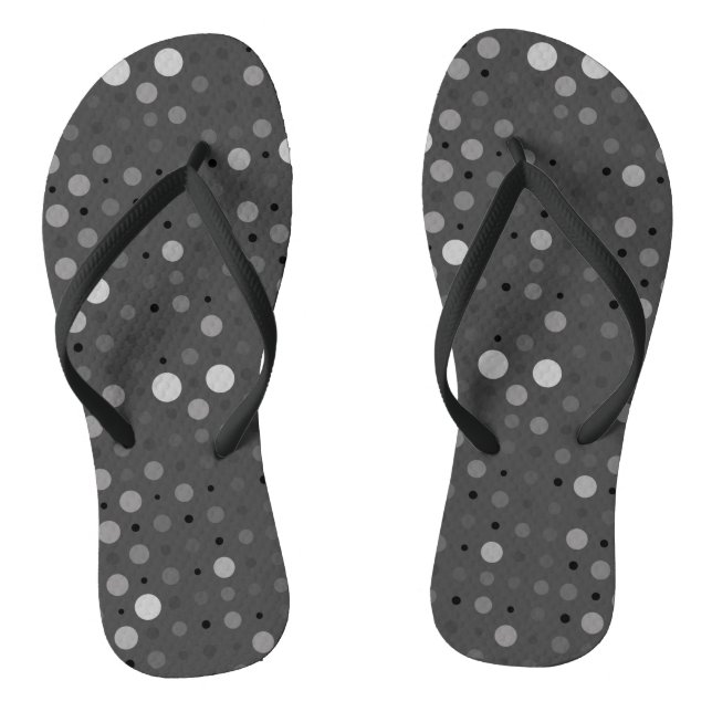 Polka Dot 01.Grey DGrey BG Flip Flops (Footbed)