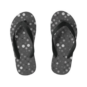 Polka Dot 01.Grey DGrey BG Kid's Flip Flops