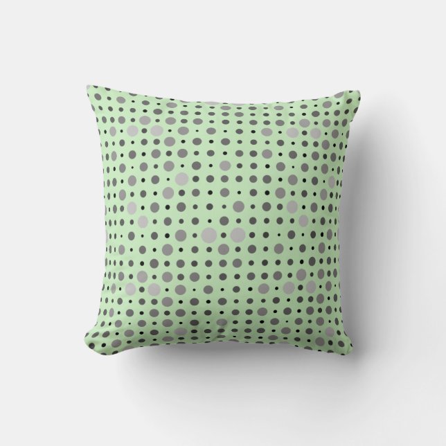 Polka Dot 01.Grey Lgreen BG Throw Pillow (Front)