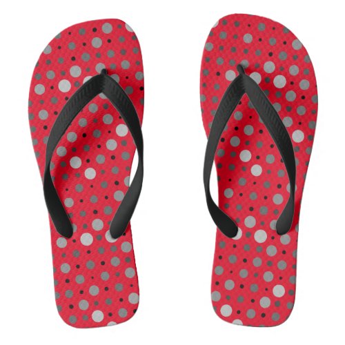 Polka Dot 01Grey Red BG Flip Flops