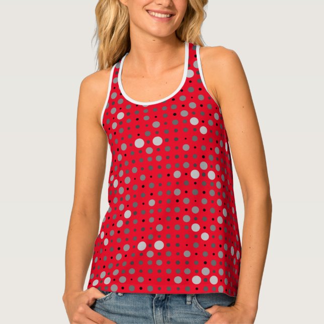 Polka Dot 01.Grey Red BG Tank Top (Front)