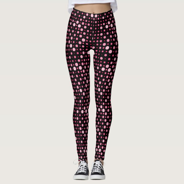 Polka Dot 01.Pink Black BG Leggings (Front)