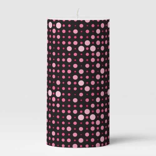 Polka Dot 01Pink Black BG Pillar Candle