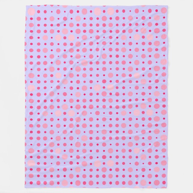 Polka Dot 01.Pink LPurple BG Fleece Blanket (Front)