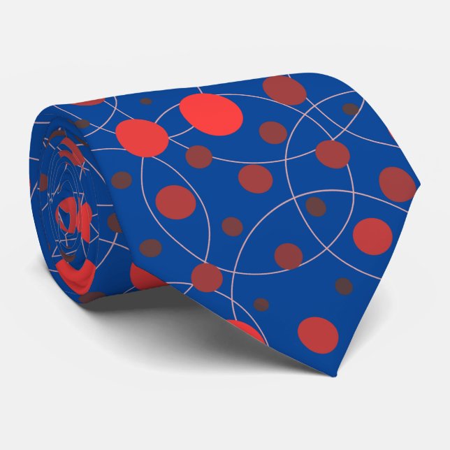 Polka Dot 01A.Red Blue BG Neck Tie (Rolled)
