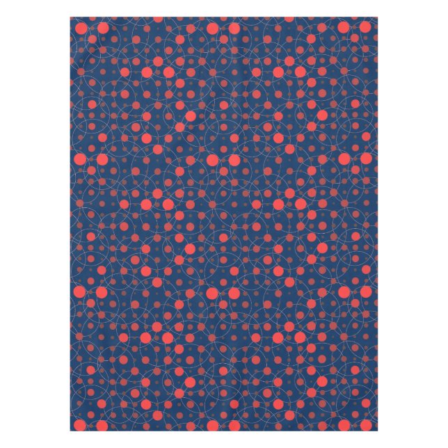 Polka Dot 01A.Red Dblue BG Tablecloth (Front)