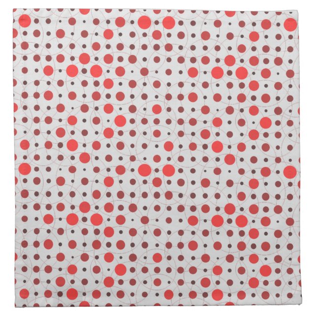 Polka Dot 01A.Red offwhite BG Cloth Napkin (Front)