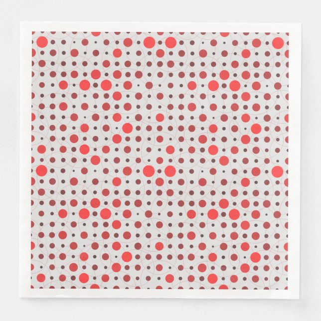 Polka Dot 01A.Red offwhite BG Paper Dinner Napkins (Front)