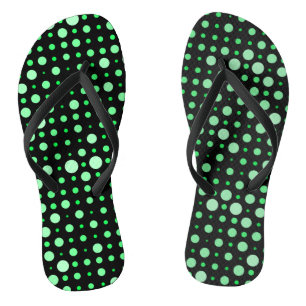 Polka Dot 02.Green. Black BG Flip Flops
