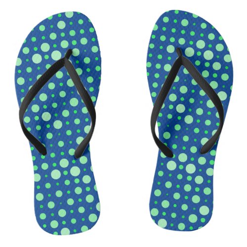 Polka Dot 02Green Blue BG Flip Flops