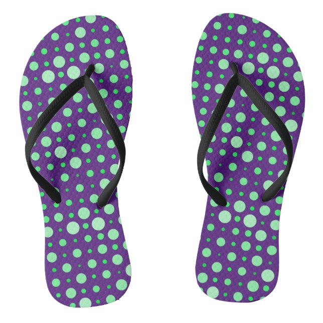 Polka Dot 02.Green. D Purple BG Flip Flops (Footbed)
