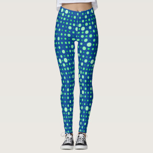 Polka Dot 02.Green. Dblue BG Leggings