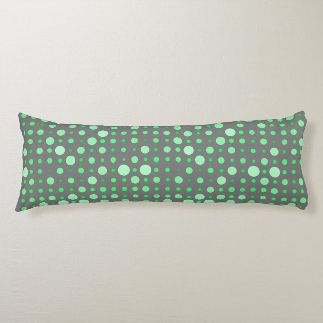 Polka Dot 02.Green. Grey BG Body Pillow (Front)