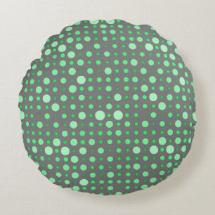 Polka Dot 02.Green. Grey BG Round Pillow