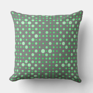 Polka Dot 02.Green. Grey BG Throw Pillow
