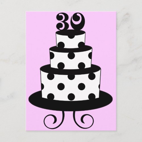 Polka Dot 30th Birthday Cake Postcard