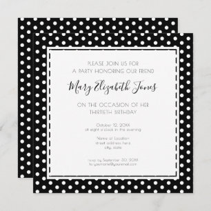Polka Dot 30th Birthday Party Modern Basic Invitation
