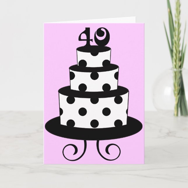 Polka Dot 40th Birthday Anniversary Cake Card (Front)