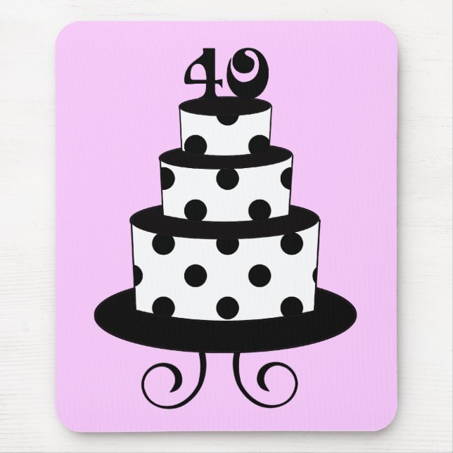 Polka Dot 40th Birthday Anniversary Cake Mouse Pad (Front)