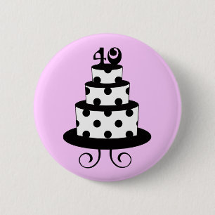 Polka Dot 40th Birthday Anniversary Cake Pinback Button