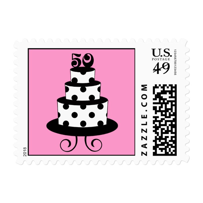 Polka Dot 50th Birthday Anniversary Postage Stamp
