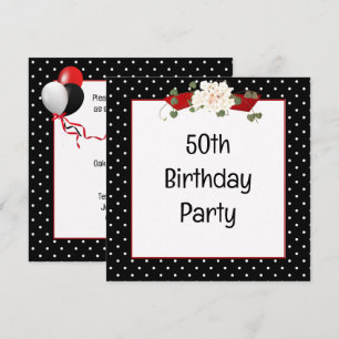 Polka Dot 50th Birthday Party Invitation