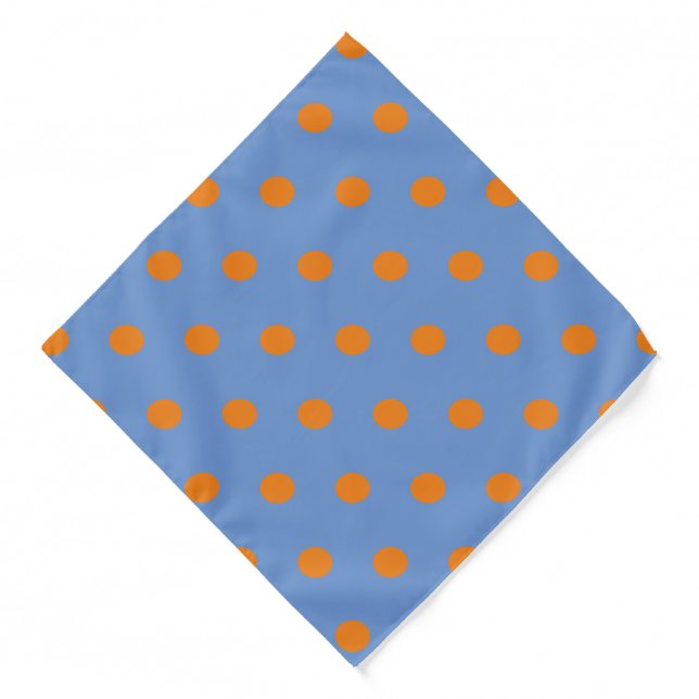 Polka Dot Adult Bandana (Denim Blue & Orange) (Front)
