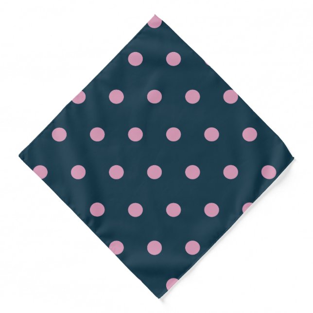 Polka Dot Adult Bandana (Midnight Blue & Soft Pink (Front)