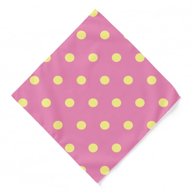 Polka Dot Adult Bandana (Pink & Soft Yellow) (Front)