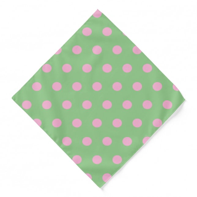 Polka Dot Adult Bandana (Sage Green & Pastel Pink) (Front)