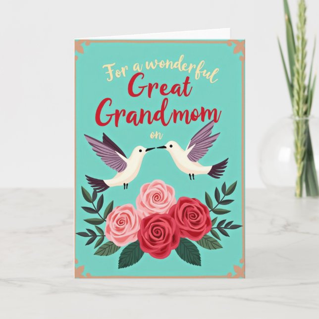 Polka Dot Affectionate Birds Card (Front)