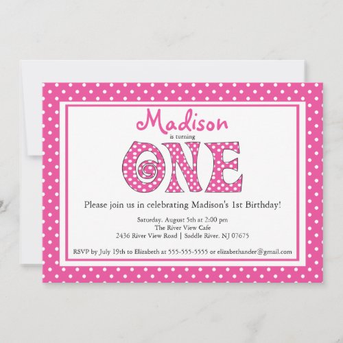 Polka Dot Alphabet First Birthday Party Invitation