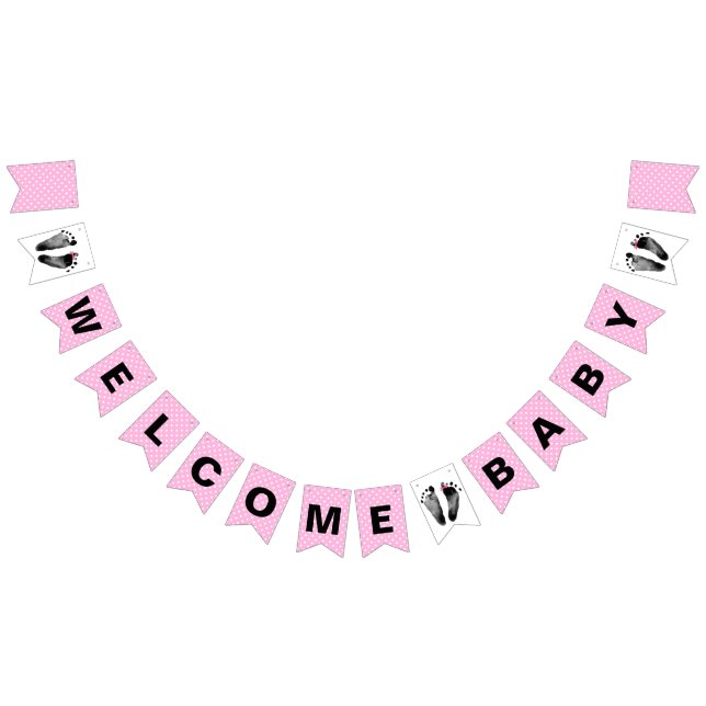 Polka Dot and Baby Footprints Bunting Flags (All)