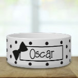 Polka Dot and Bow Tie Ceramic Pet Bowl<br><div class="desc">Spoil your canine companion with this adorable pet bowl adorned with a charming polka dot pattern and a black bow tie. Personalize it by adding a monogram,  name,  or text of your preference!</div>