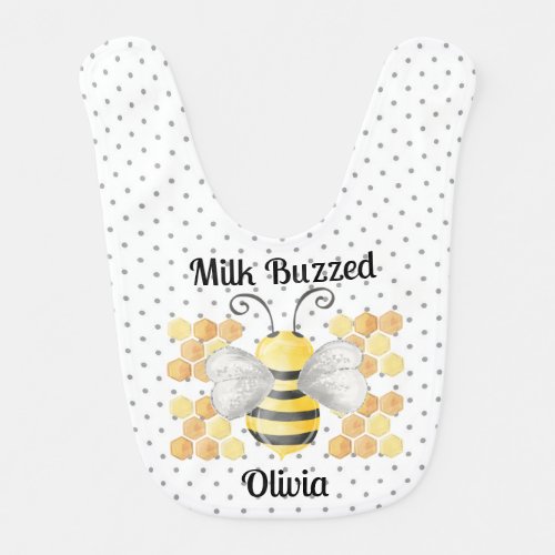 Polka Dot and Bumblebee Milk Buzzed Signature Baby Baby Bib
