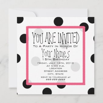 Polka Dot And Pink Birthday Party Invitation | Zazzle