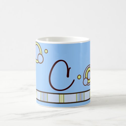 Polka Dot and Stripes Blue Monogram Coffee Mug