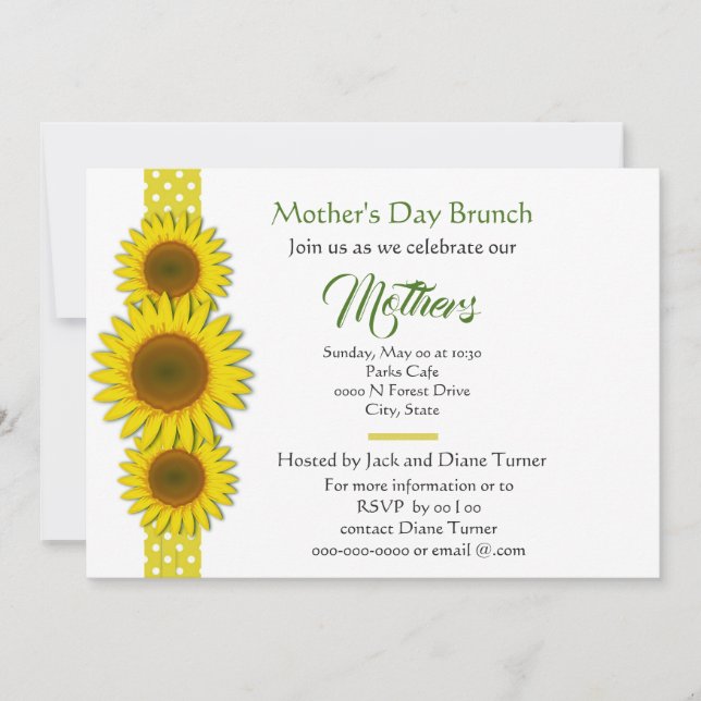 Polka Dot and Sunflowers Mother's Day Invitation (Front)