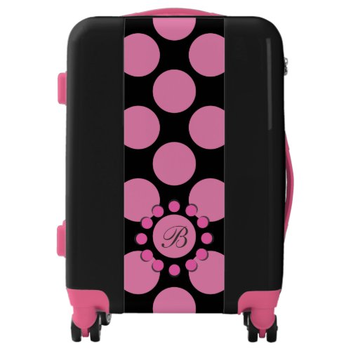 Polka Dot any Color with Monogram Pink Details Luggage