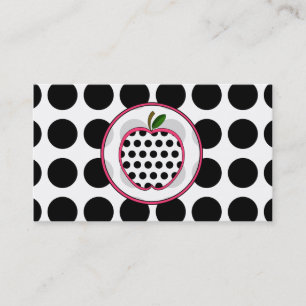 Polka Dot Apple Fashion Teacher Business Card
