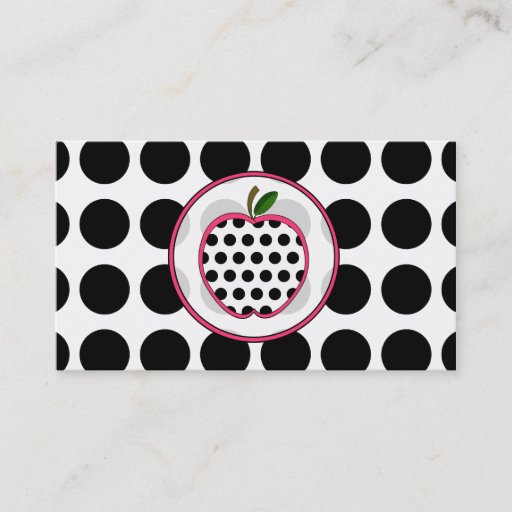 Customizable Polka Dot Apple Fashion Teacher Business Card