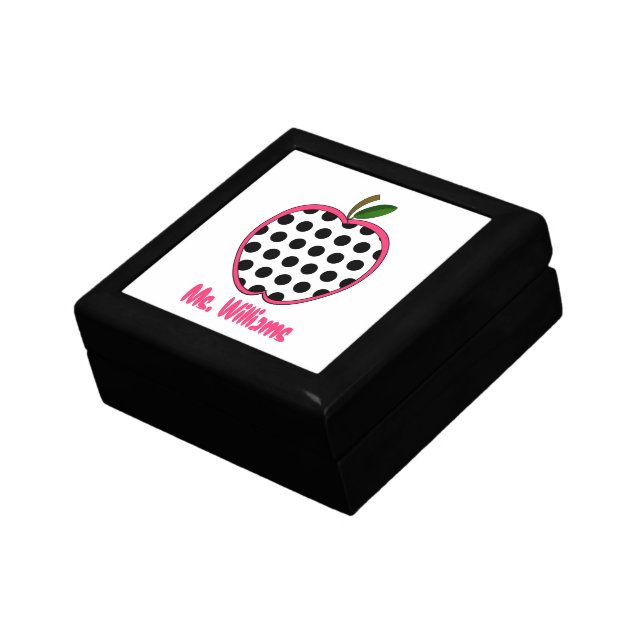 Polka Dot Apple Personalized Teacher Gift Box (Side)