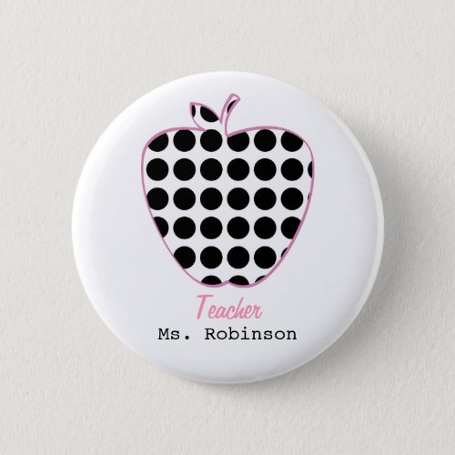 Polka Dot Apple Teacher Button