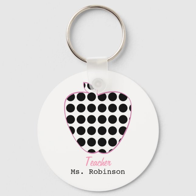 Polka Dot Apple Teacher Keychain (Front)