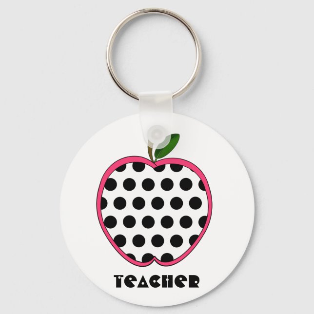 Polka Dot Apple Teacher Keychain (Front)