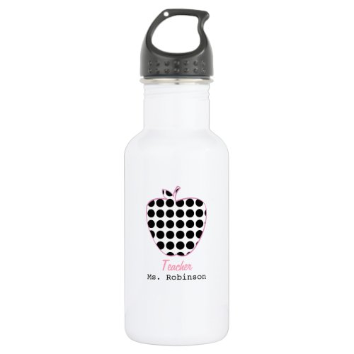 Polka Dot Apple Teacher Water Bottle